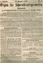 Seite 1 vom Organ für Schornsteinfegerwesen vom 15. Dezember 1889