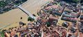 Überschwemmte Meißener Altstadt, Luftbild
